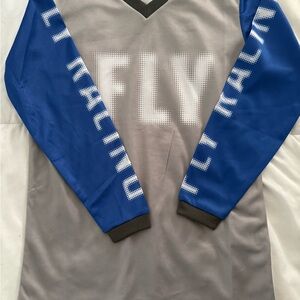 Gray and Blue Long Sleeve Shirt